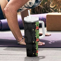 Hawaiian Hibiscus Plumeria Tumbler With Handle Tropical Leaves LT01 - Polynesian Pride