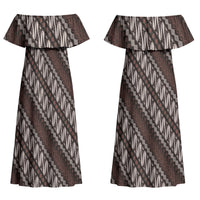 Yogyakarta Parang Batik Motifs Couples Matching Off Shoulder Maxi Dress and Hawaiian Shirt Indonesian Traditional Pattern LT01 - Polynesian Pride