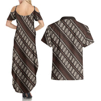 Yogyakarta Parang Batik Motifs Couples Matching Summer Maxi Dress and Hawaiian Shirt Indonesian Traditional Pattern LT01 - Polynesian Pride