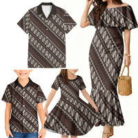 Yogyakarta Parang Batik Motifs Family Matching Mermaid Dress and Hawaiian Shirt Indonesian Traditional Pattern LT01 - Polynesian Pride