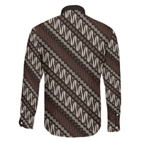 Yogyakarta Parang Batik Motifs Family Matching Off Shoulder Maxi Dress and Hawaiian Shirt Indonesian Traditional Pattern LT01 Son's Shirt Brown - Polynesian Pride