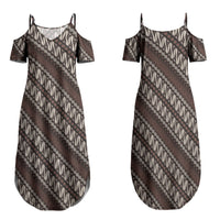 Yogyakarta Parang Batik Motifs Family Matching Summer Maxi Dress and Hawaiian Shirt Indonesian Traditional Pattern LT01 Mom's Dress Brown - Polynesian Pride