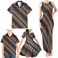 Yogyakarta Parang Batik Motifs Family Matching Tank Maxi Dress and Hawaiian Shirt Indonesian Traditional Pattern