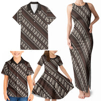 Yogyakarta Parang Batik Motifs Family Matching Tank Maxi Dress and Hawaiian Shirt Indonesian Traditional Pattern LT01 - Polynesian Pride