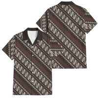 Yogyakarta Parang Batik Motifs Family Matching Tank Maxi Dress and Hawaiian Shirt Indonesian Traditional Pattern LT01 Dad's Shirt - Short Sleeve Brown - Polynesian Pride