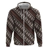 Yogyakarta Parang Batik Motifs Hoodie Indonesian Traditional Pattern LT01 Zip Hoodie Brown - Polynesian Pride