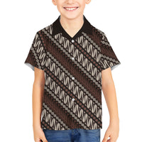 Yogyakarta Parang Batik Motifs Kid Hawaiian Shirt Indonesian Traditional Pattern LT01 Kid Brown - Polynesian Pride