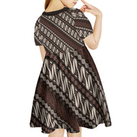 Yogyakarta Parang Batik Motifs Kid Short Sleeve Dress Indonesian Traditional Pattern LT01 - Polynesian Pride