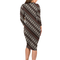 Yogyakarta Parang Batik Motifs Long Sleeve Bodycon Dress Indonesian Traditional Pattern