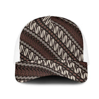 Yogyakarta Parang Batik Motifs Mesh Trucker Cap Indonesian Traditional Pattern LT01 One Size White Brown - Polynesian Pride