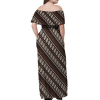 Yogyakarta Parang Batik Motifs Off Shoulder Maxi Dress Indonesian Traditional Pattern LT01 - Polynesian Pride