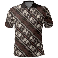 Yogyakarta Parang Batik Motifs Polo Shirt Indonesian Traditional Pattern LT01 Brown - Polynesian Pride