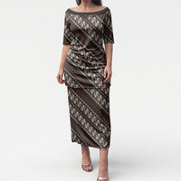 Yogyakarta Parang Batik Motifs Puletasi Indonesian Traditional Pattern LT01 Long Dress Brown - Polynesian Pride