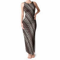 Yogyakarta Parang Batik Motifs Tank Maxi Dress Indonesian Traditional Pattern LT01 Women Brown - Polynesian Pride