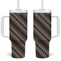 Yogyakarta Parang Batik Motifs Tumbler With Handle Indonesian Traditional Pattern