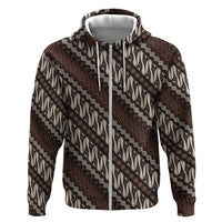 Yogyakarta Parang Batik Motifs Zip Hoodie Indonesian Traditional Pattern LT01 Zip Hoodie Brown - Polynesian Pride