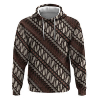 Yogyakarta Parang Batik Motifs Zip Hoodie Indonesian Traditional Pattern LT01 Pullover Hoodie Brown - Polynesian Pride
