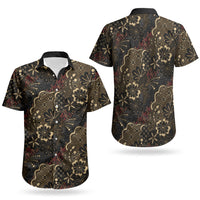 Batik Sekar Jagad Couples Matching Long Sleeve Bodycon Dress and Hawaiian Shirt Indonesian Traditional Pattern LT01 - Polynesian Pride