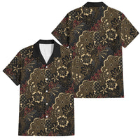 Batik Sekar Jagad Family Matching Off Shoulder Maxi Dress and Hawaiian Shirt Indonesian Traditional Pattern LT01 Dad's Shirt - Short Sleeve Black - Polynesian Pride