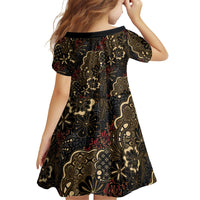 Batik Sekar Jagad Family Matching Off Shoulder Short Dress and Hawaiian Shirt Indonesian Traditional Pattern