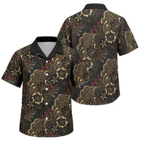 Batik Sekar Jagad Family Matching Off Shoulder Short Dress and Hawaiian Shirt Indonesian Traditional Pattern LT01 Son's Shirt Black - Polynesian Pride