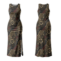 Batik Sekar Jagad Family Matching Tank Maxi Dress and Hawaiian Shirt Indonesian Traditional Pattern LT01 Mom's Dress Black - Polynesian Pride
