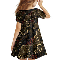 Batik Sekar Jagad Kid Short Sleeve Dress Indonesian Traditional Pattern LT01 - Polynesian Pride
