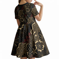 Batik Sekar Jagad Kid Short Sleeve Dress Indonesian Traditional Pattern LT01 - Polynesian Pride