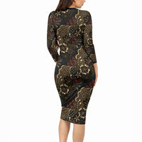 Batik Sekar Jagad Long Sleeve Bodycon Dress Indonesian Traditional Pattern LT01 - Polynesian Pride
