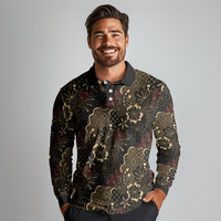 Batik Sekar Jagad Long Sleeve Polo Shirt Indonesian Traditional Pattern