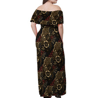 Batik Sekar Jagad Off Shoulder Maxi Dress Indonesian Traditional Pattern LT01 - Polynesian Pride