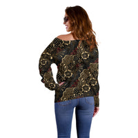 Batik Sekar Jagad Off Shoulder Sweater Indonesian Traditional Pattern