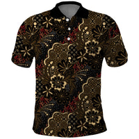 Batik Sekar Jagad Polo Shirt Indonesian Traditional Pattern LT01 Black - Polynesian Pride