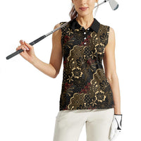 Batik Sekar Jagad Women Sleeveless Polo Shirt Indonesian Traditional Pattern