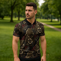 Batik Sekar Jagad Zipper Polo Shirt Indonesian Traditional Pattern LT01 - Polynesian Pride