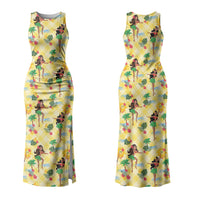 Hawaii Hula Girl Tropical Family Matching Tank Maxi Dress and Hawaiian Shirt Yellow Palaka LT01 Mom's Dress Yellow - Polynesian Pride