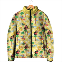 Hawaii Hula Girl Tropical Padded Jacket Yellow Palaka
