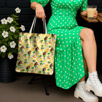 Hawaii Hula Girl Tropical Tote Bag Yellow Palaka