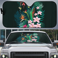 Hawaii Hummingbird Tropical Flowers Auto Sun Shade Dark Green