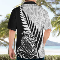 New Zealand Silver Fern Rugby Hawaiian Shirt Aotearoa Maori Black Version LT01 - Polynesian Pride