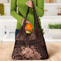 Bula Fiji Masi Grocery Bag Fijian Tapa Vintage Dark Brown Version