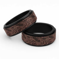 Bula Fiji Masi Spinner Ring Fijian Tapa Vintage Dark Brown Version LT01 Black Brown - Polynesian Pride
