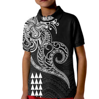 Hawaii Valentine Kid Polo Shirt Kakau Polynesian Heart LT01 Kid Black - Polynesian Pride