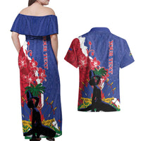 Personalised Haiti Le Marron Inconnu Couples Matching Off Shoulder Maxi Dress and Hawaiian Shirt Dashiki Mix Polynesian Pattern LT01 - Polynesian Pride