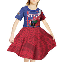 Personalised Haiti Le Marron Inconnu Kid Short Sleeve Dress Dashiki Mix Polynesian Pattern LT01 - Polynesian Pride