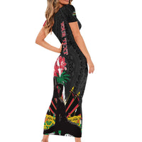 Personalised Ayiti Neg Marron Short Sleeve Bodycon Dress Dashiki Mix Polynesian Pattern LT01 - Polynesian Pride