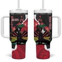 Personalised Ayiti Neg Marron Tumbler With Handle Dashiki Mix Polynesian Pattern