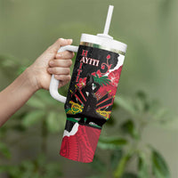Personalised Ayiti Neg Marron Tumbler With Handle Dashiki Mix Polynesian Pattern