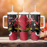 Personalised Ayiti Neg Marron Tumbler With Handle Dashiki Mix Polynesian Pattern