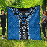 Blue Niho Taniwha Mix Poutama Quilt Unique Taniko Aotearoa